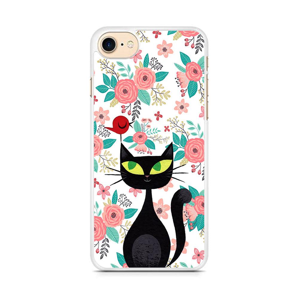 Cat, Flower and Bird iPhone 8 Case-Oxvistore