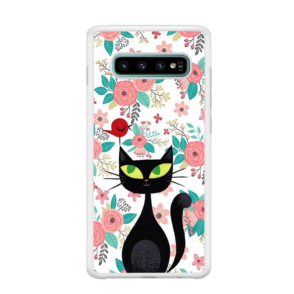 Cat, Flower and Bird Samsung Galaxy S10 Plus Case-Oxvistore