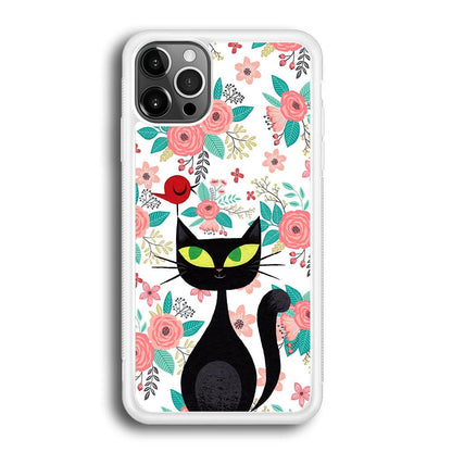 Cat, Flower and Bird iPhone 12 Pro Case-Oxvistore