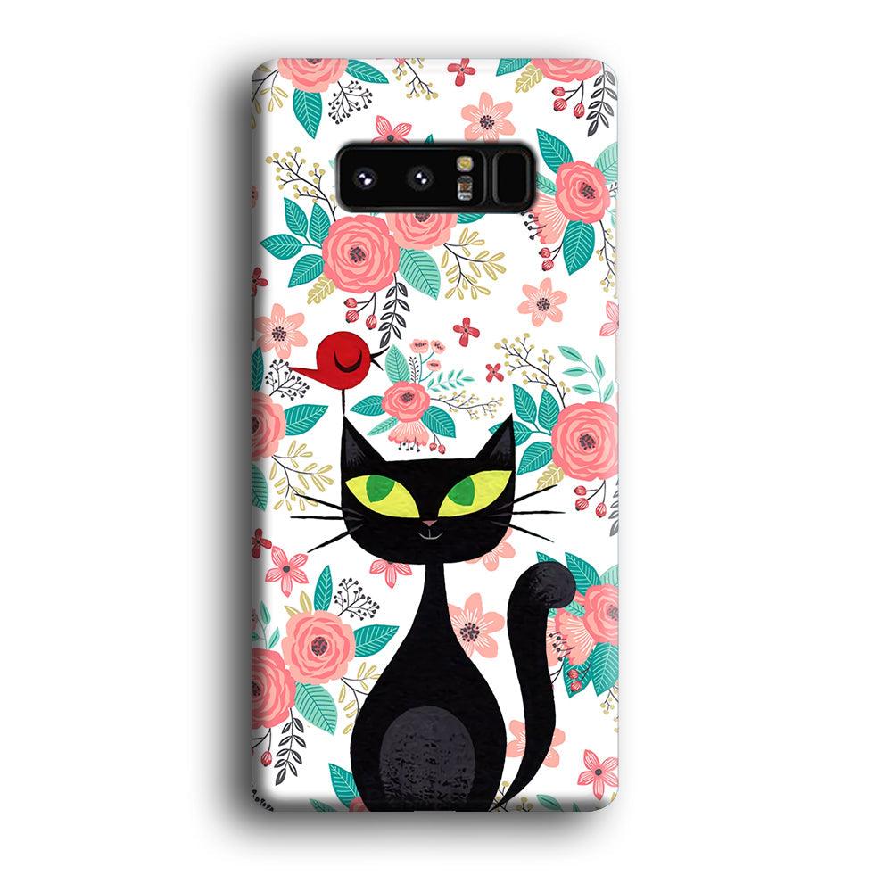 Cat, Flower and Bird Samsung Galaxy Note 8 Case-Oxvistore