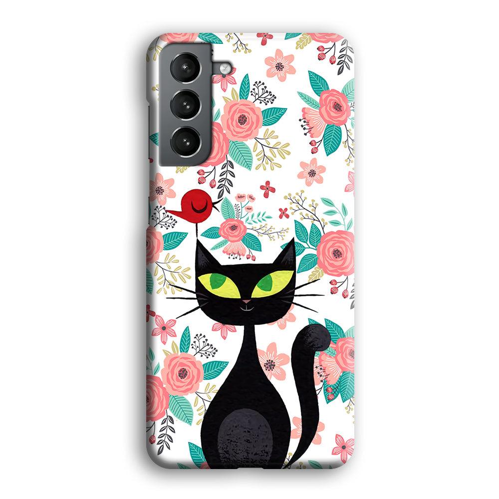 Cat, Flower and Bird Samsung Galaxy S21 Case-Oxvistore