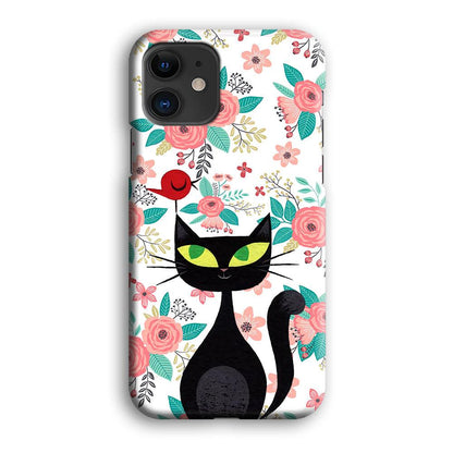 Cat, Flower and Bird iPhone 12 Case-Oxvistore