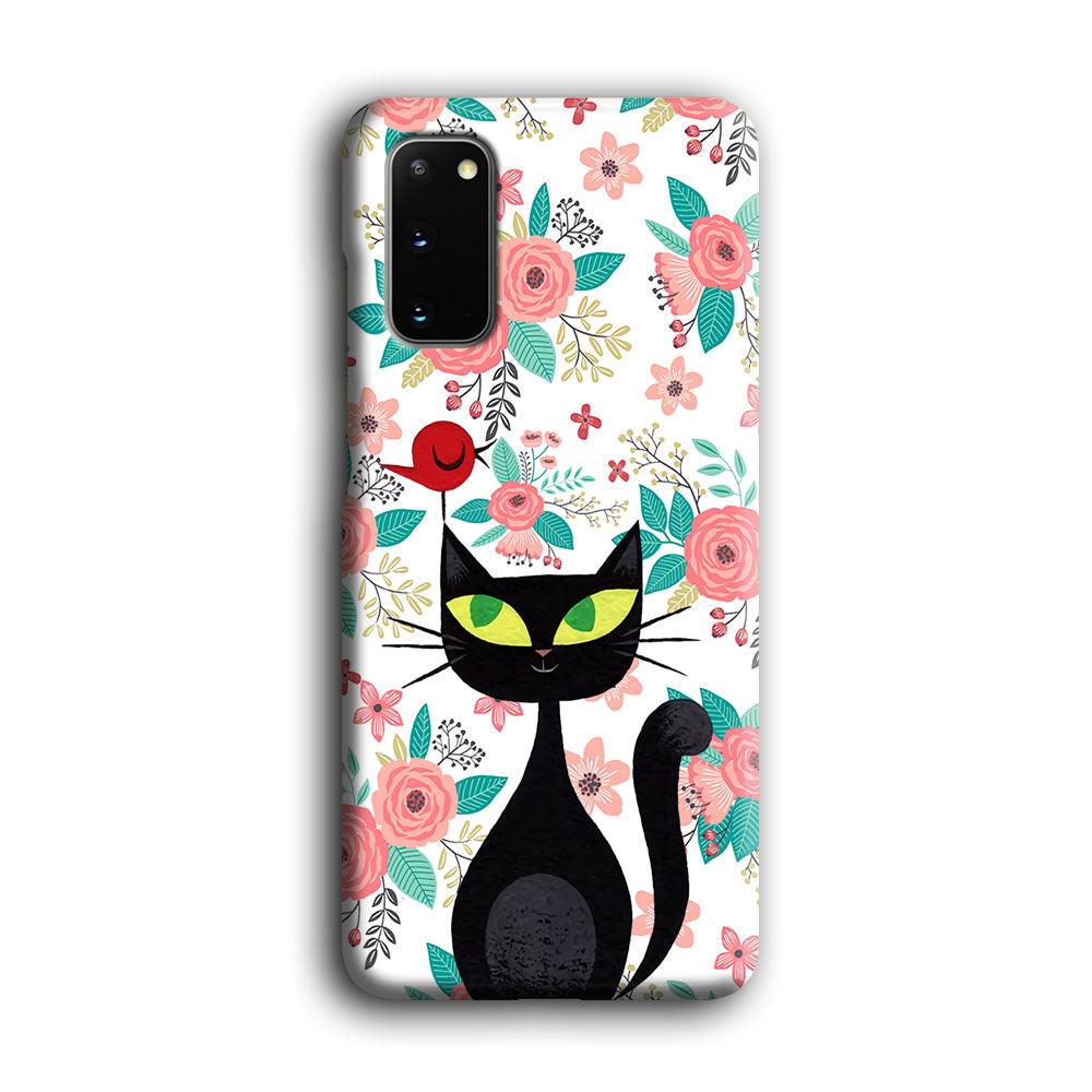 Cat, Flower and Bird Samsung Galaxy S20 Case-Oxvistore