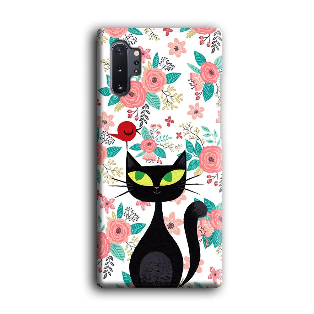 Cat, Flower and Bird Samsung Galaxy Note 10 Plus Case-Oxvistore