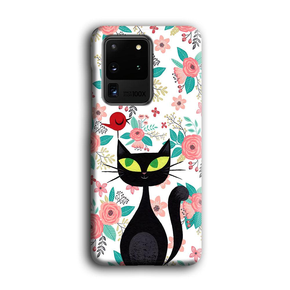 Cat, Flower and Bird Samsung Galaxy S20 Ultra Case-Oxvistore