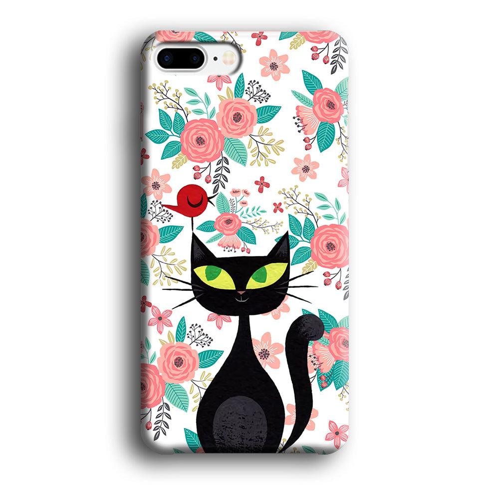 Cat, Flower and Bird iPhone 8 Plus Case-Oxvistore