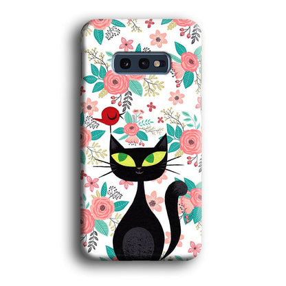 Cat, Flower and Bird Samsung Galaxy S10E Case-Oxvistore