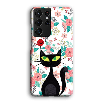 Cat, Flower and Bird Samsung Galaxy S21 Ultra Case-Oxvistore