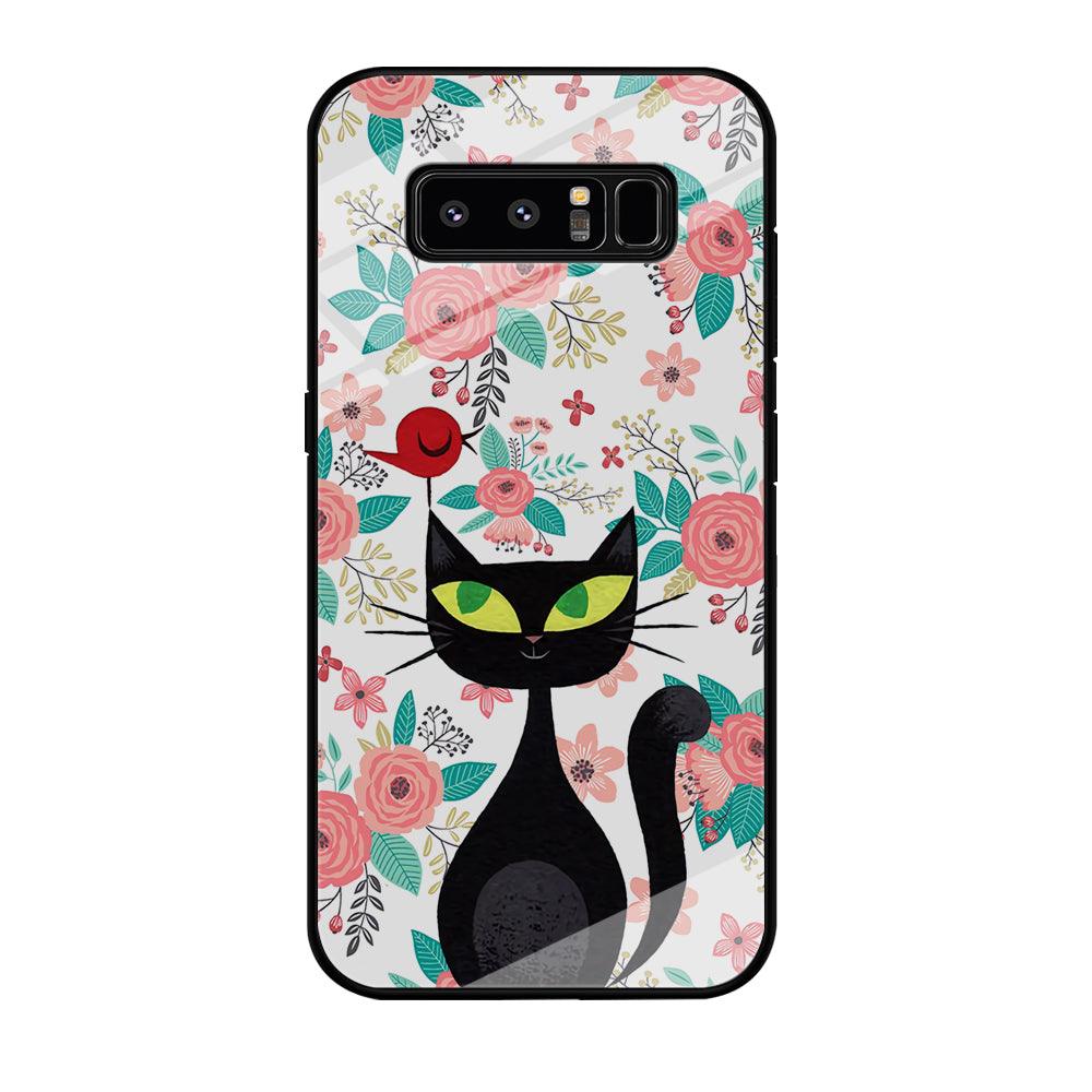 Cat, Flower and Bird Samsung Galaxy Note 8 Case-Oxvistore