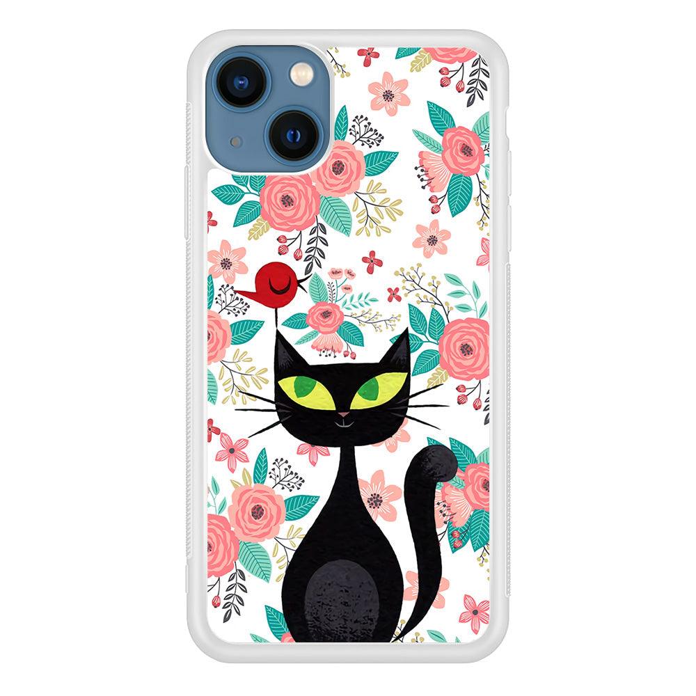 Cat, Flower and Bird iPhone 13 Case-Oxvistore