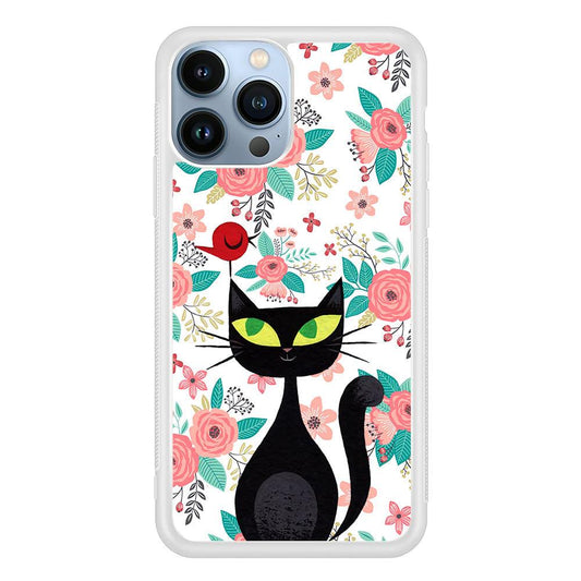 Cat, Flower and Bird iPhone 15 Pro Case-Oxvistore