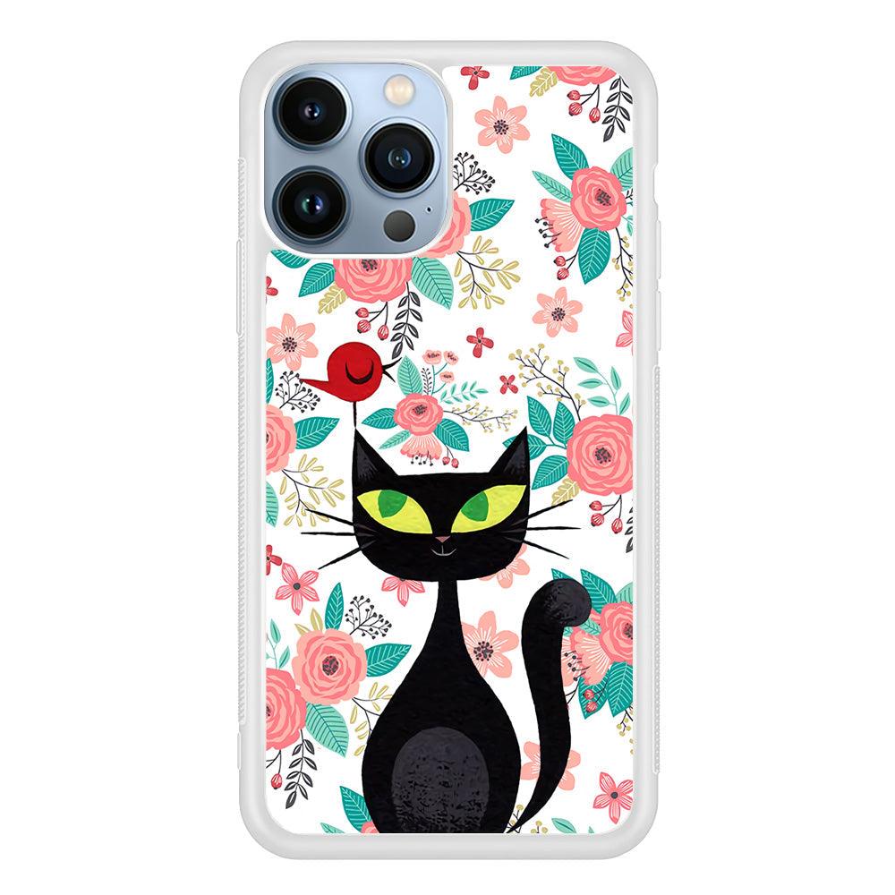 Cat, Flower and Bird iPhone 14 Pro Max Case-Oxvistore