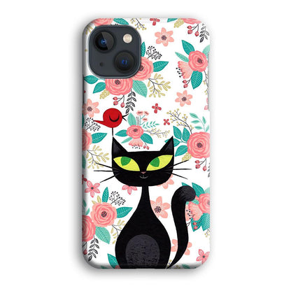 Cat, Flower and Bird iPhone 13 Case-Oxvistore