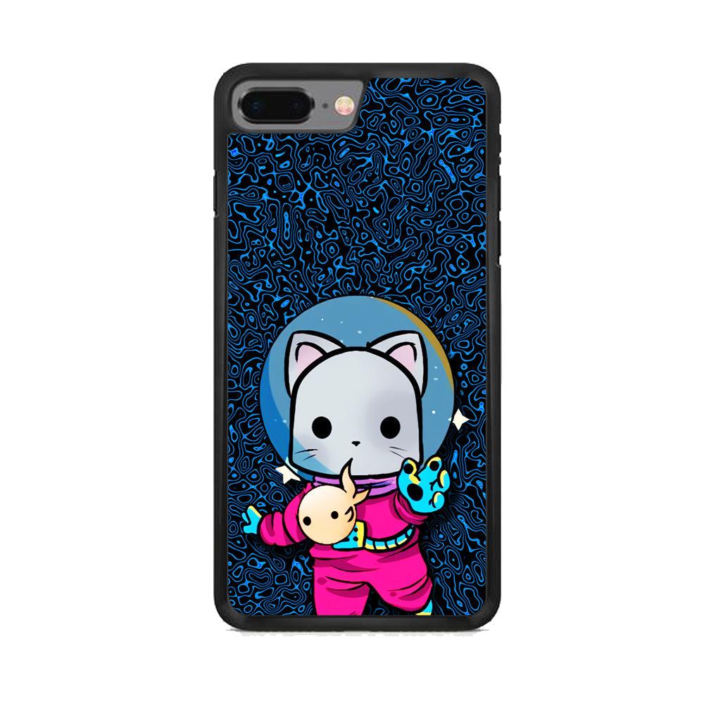 Cat Suit for Space iPhone 8 Plus Case-Rubber White (2D Case)-Oxvistore