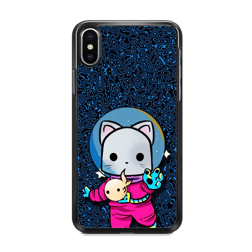 Cat Suit for Space iPhone XS Case-Rubber White (2D Case)-Oxvistore