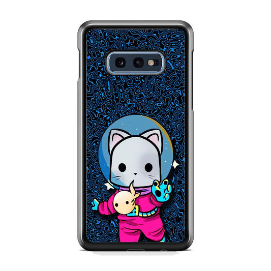 Cat Suit for Space Samsung Galaxy S10E Case-Rubber Black (2D Case)-Oxvistore
