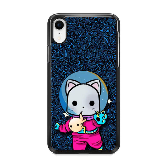 Cat Suit for Space iPhone XR Case-Rubber Black (2D Case)-Oxvistore