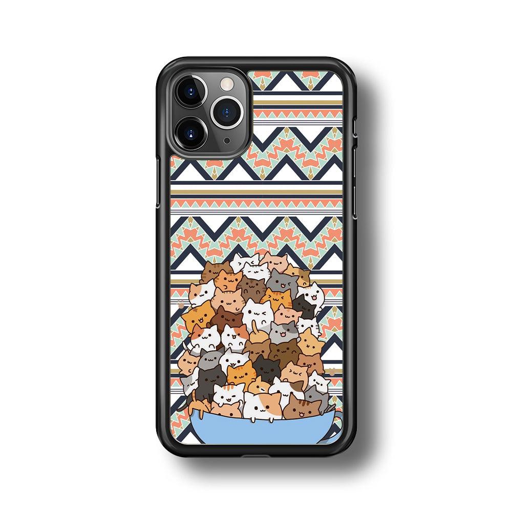 Cat a Cup of Festivity iPhone 11 Pro Max Case-Rubber Black (2D Case)-Oxvistore