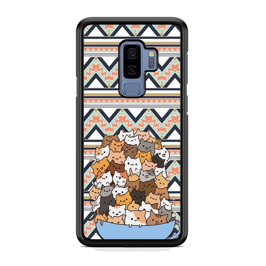 Cat a Cup of Festivity Samsung Galaxy S9 Plus Case-Rubber Black (2D Case)-Oxvistore