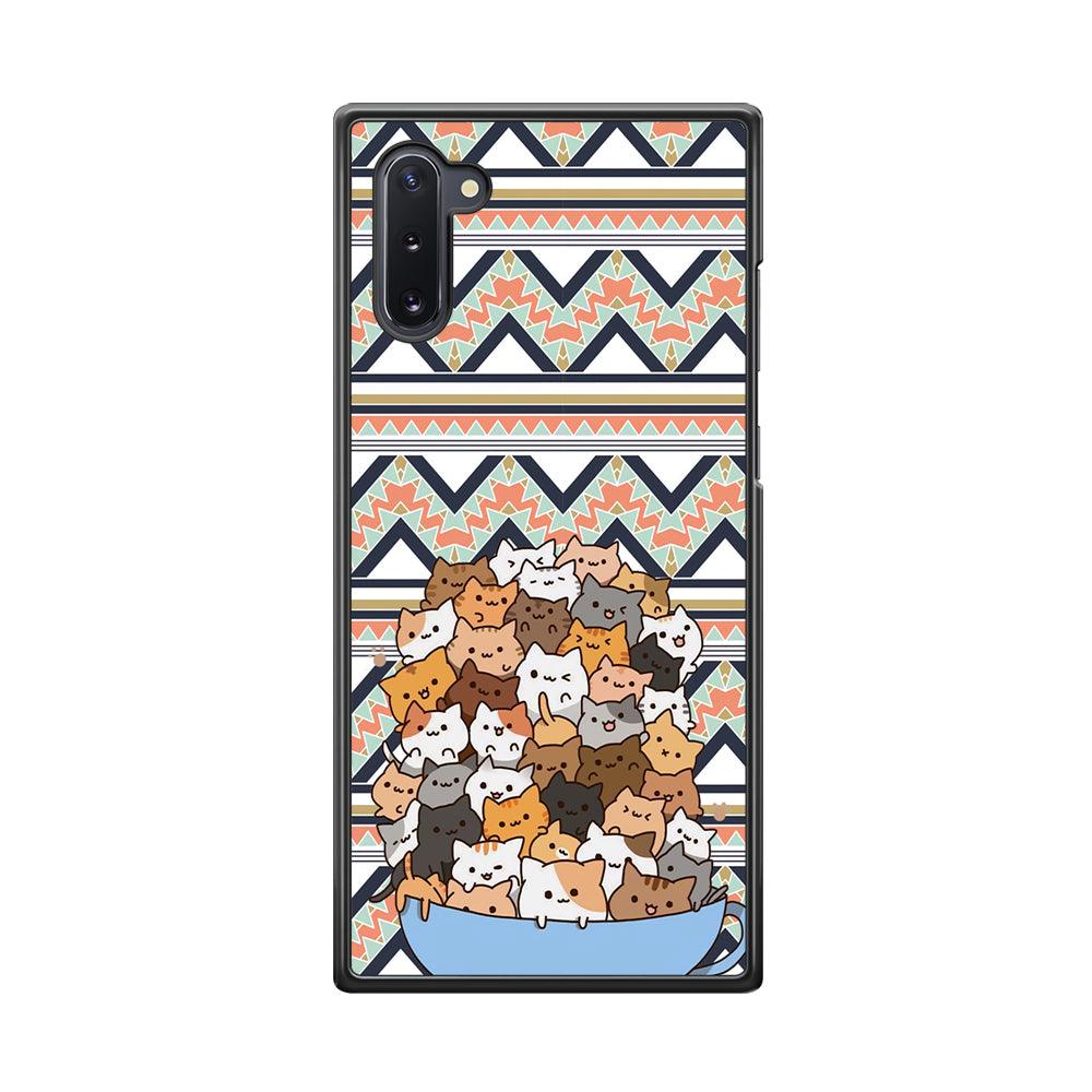 Cat a Cup of Festivity Samsung Galaxy Note 10 Case-Rubber White (2D Case)-Oxvistore
