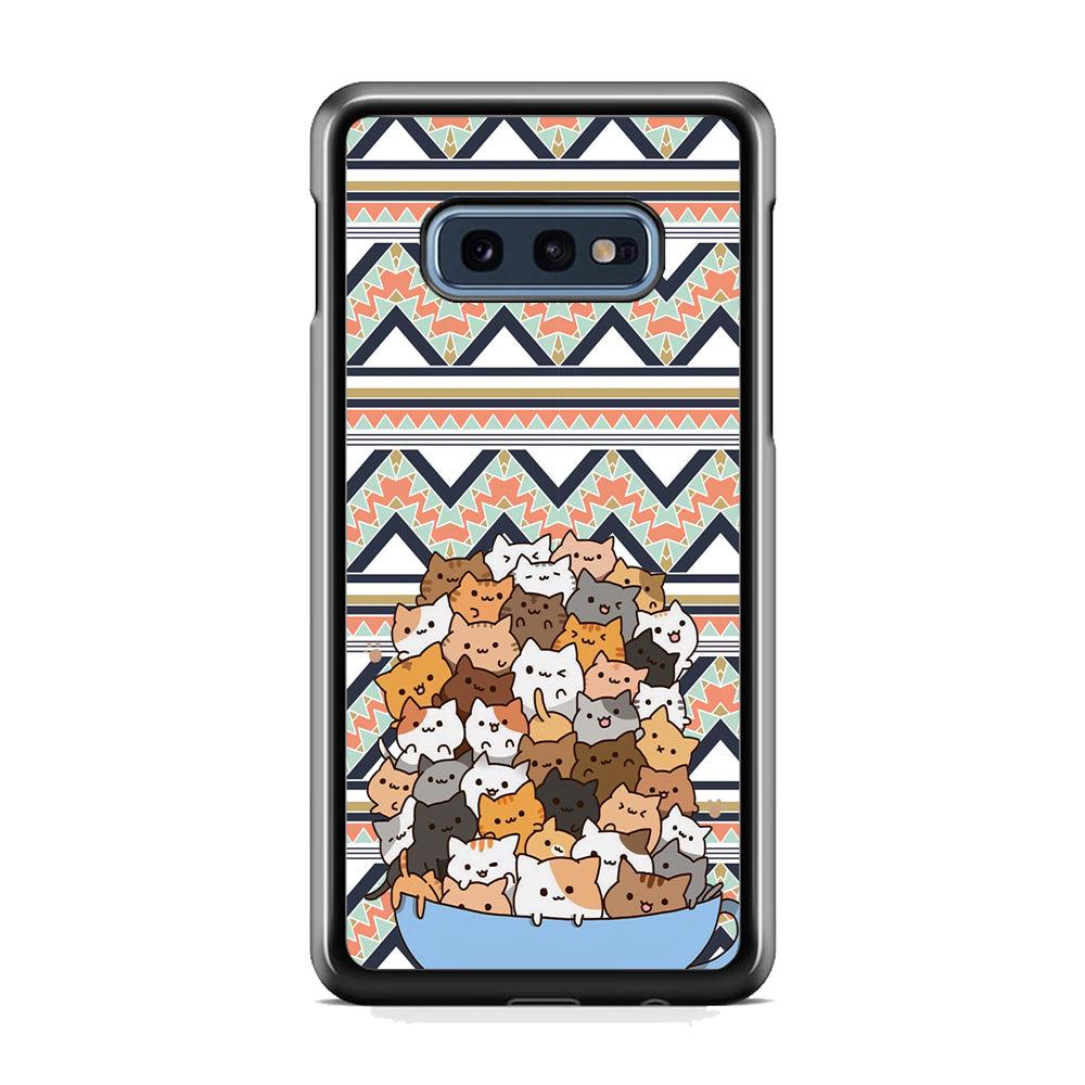 Cat a Cup of Festivity Samsung Galaxy S10E Case-Rubber Black (2D Case)-Oxvistore