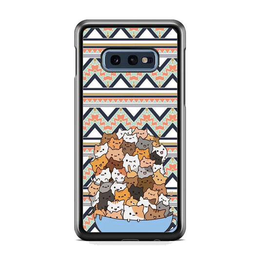 Cat a Cup of Festivity Samsung Galaxy S10E Case-Rubber Black (2D Case)-Oxvistore