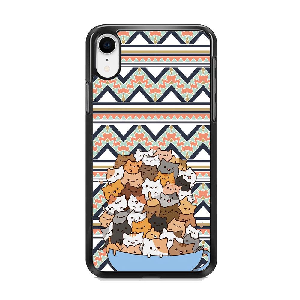 Cat a Cup of Festivity iPhone XR Case-Rubber Black (2D Case)-Oxvistore