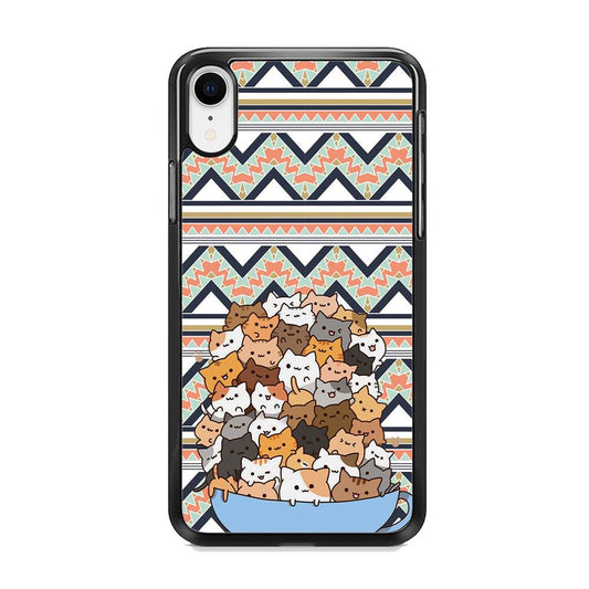 Cat a Cup of Festivity iPhone XR Case-Rubber Black (2D Case)-Oxvistore