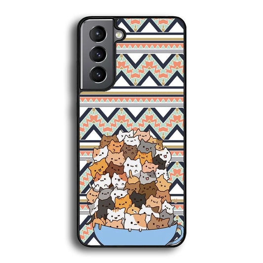 Cat a Cup of Festivity Samsung Galaxy S21 Case-3D Case-Oxvistore