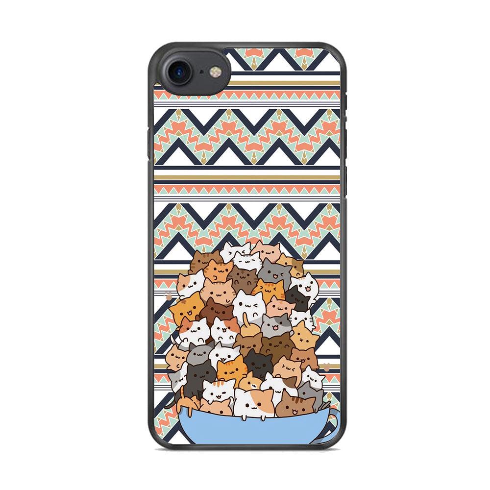 Cat a Cup of Festivity iPhone 7 Case-Rubber White (2D Case)-Oxvistore