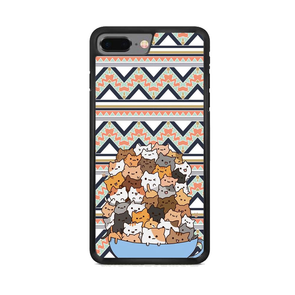 Cat a Cup of Festivity iPhone 8 Plus Case-Rubber Black (2D Case)-Oxvistore