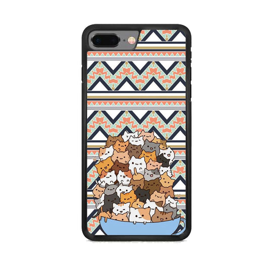 Cat a Cup of Festivity iPhone 8 Plus Case-Rubber Black (2D Case)-Oxvistore