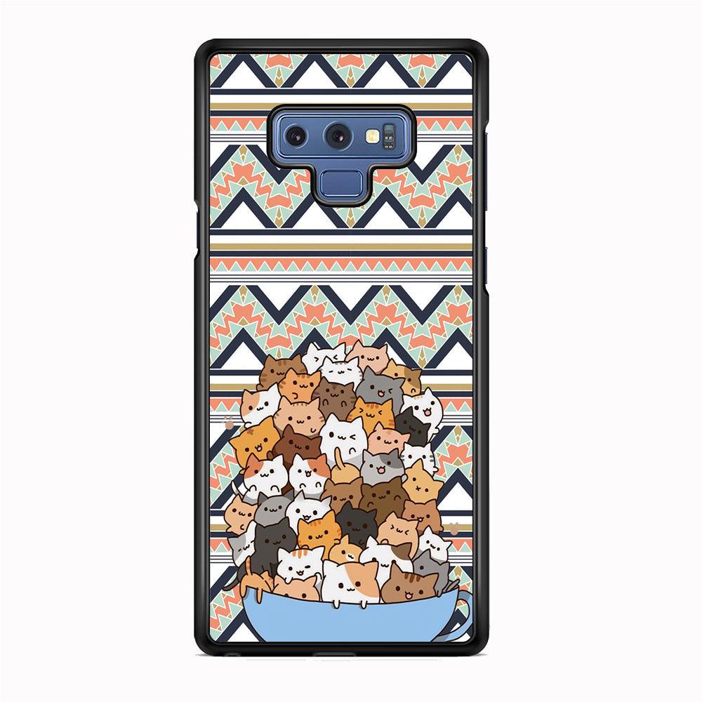 Cat a Cup of Festivity Samsung Galaxy Note 9 Case-Rubber White (2D Case)-Oxvistore