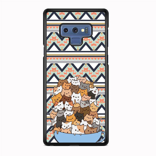 Cat a Cup of Festivity Samsung Galaxy Note 9 Case-Rubber White (2D Case)-Oxvistore