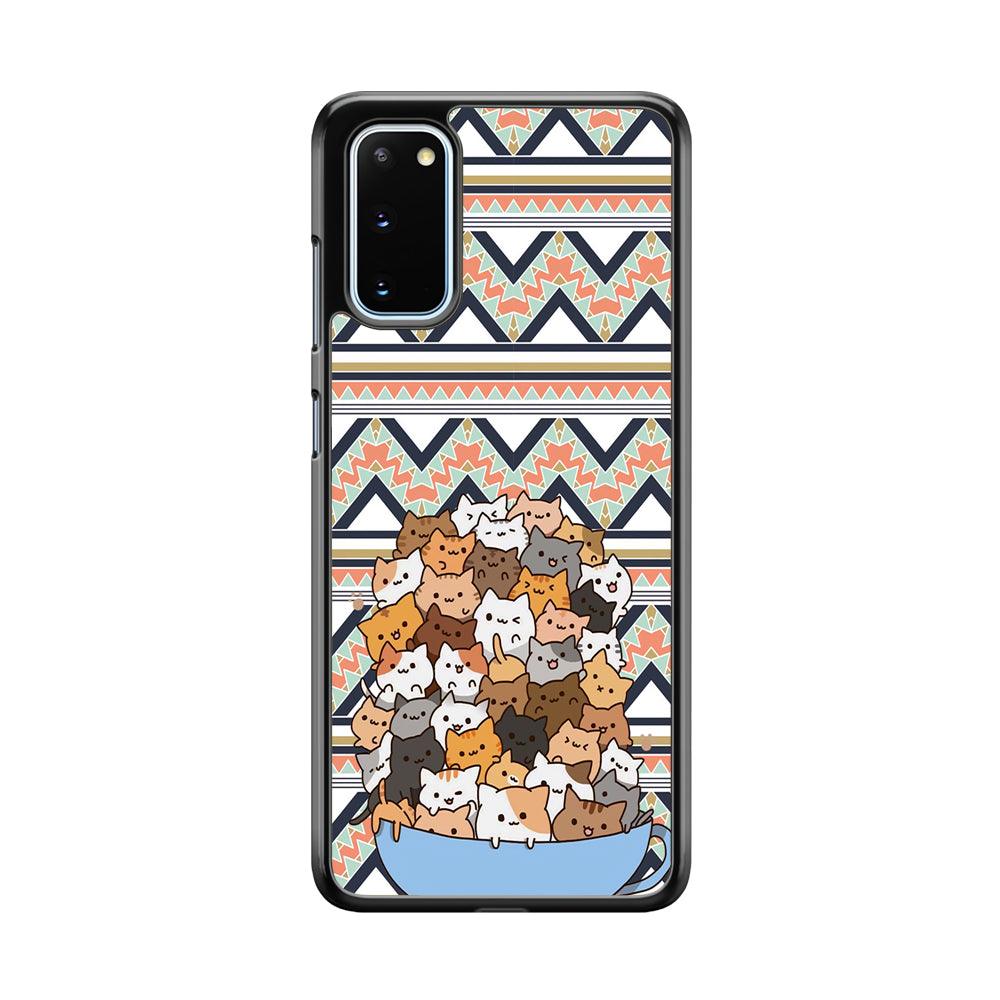 Cat a Cup of Festivity Samsung Galaxy S20 Case-Rubber White (2D Case)-Oxvistore