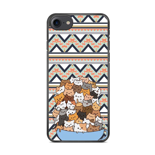 Cat a Cup of Festivity iPhone 8 Case-Rubber Black (2D Case)-Oxvistore