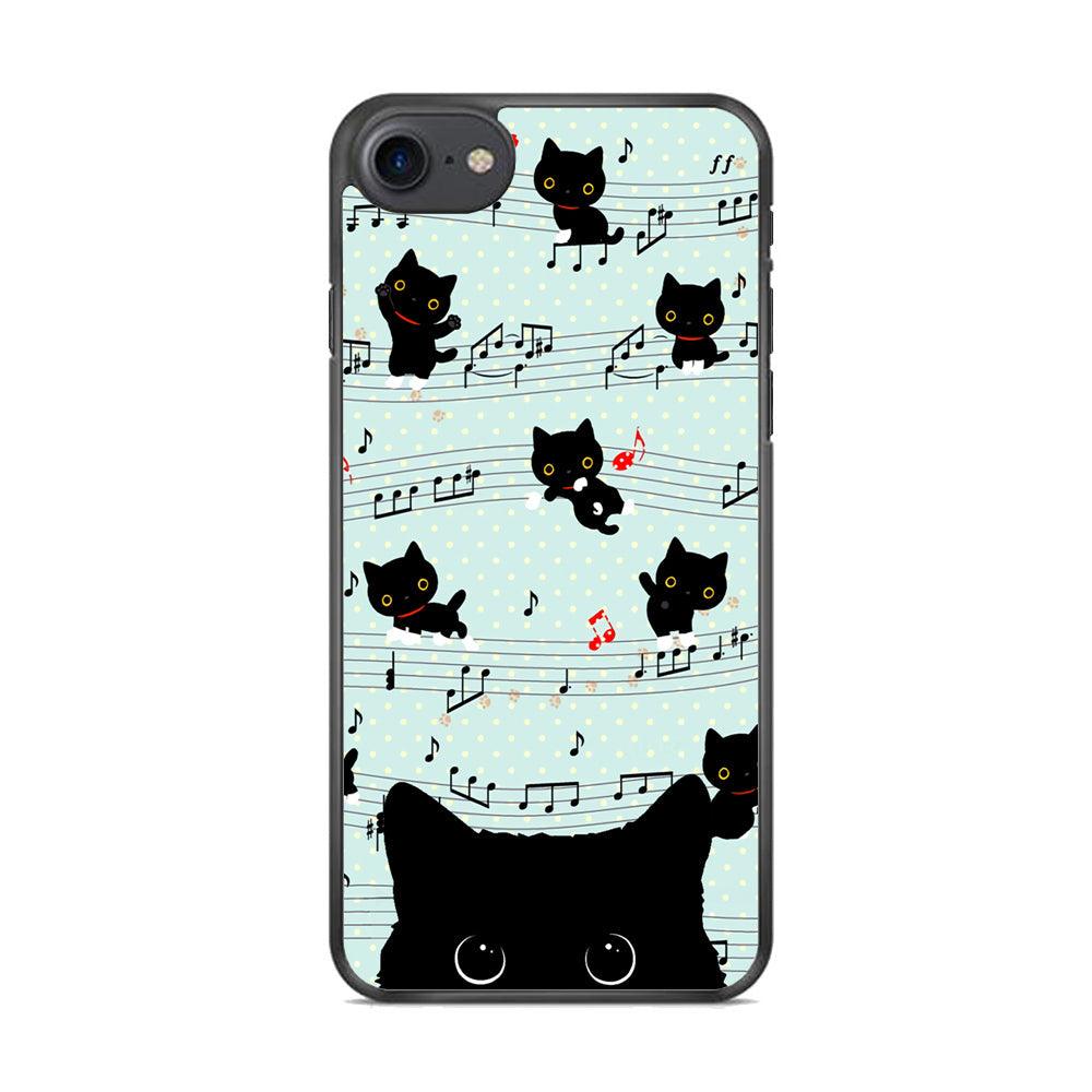 Cat in Black iPhone 7 Case-Rubber White (2D Case)-Oxvistore