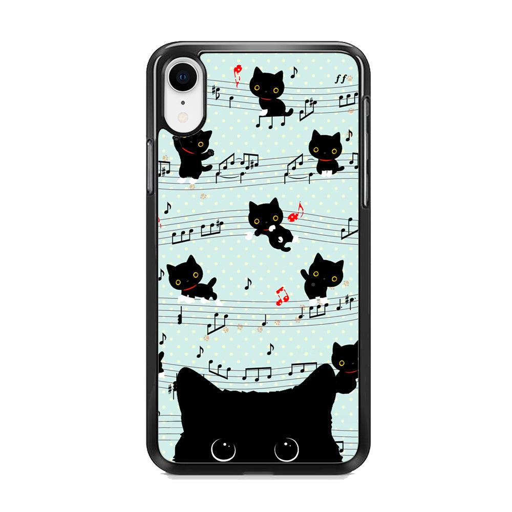 Cat in Black iPhone XR Case-Rubber White (2D Case)-Oxvistore