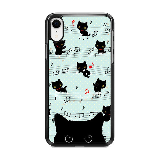 Cat in Black iPhone XR Case-Rubber White (2D Case)-Oxvistore