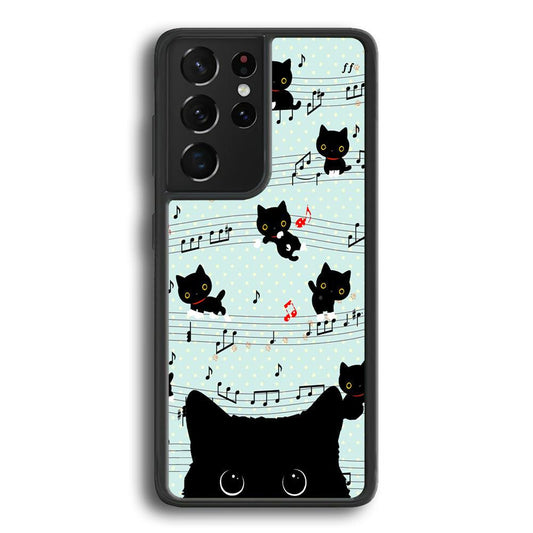 Cat in Black Samsung Galaxy S24 Ultra Case-Rubber Black (2D Case)-Oxvistore