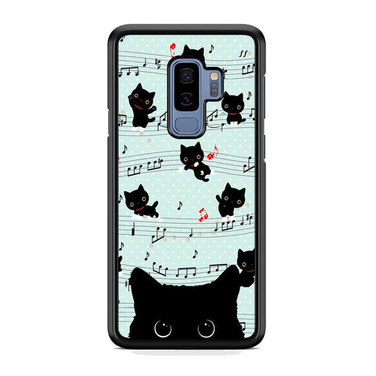 Cat in Black Samsung Galaxy S9 Plus Case-Rubber Black (2D Case)-Oxvistore