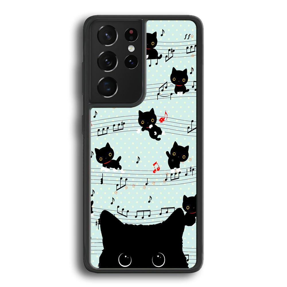 Cat in Black Samsung Galaxy S23 Ultra Case-Rubber Black (2D Case)-Oxvistore