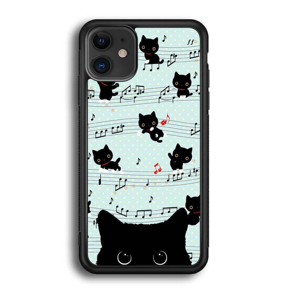 Cat in Black iPhone 11 Case-Rubber White (2D Case)-Oxvistore