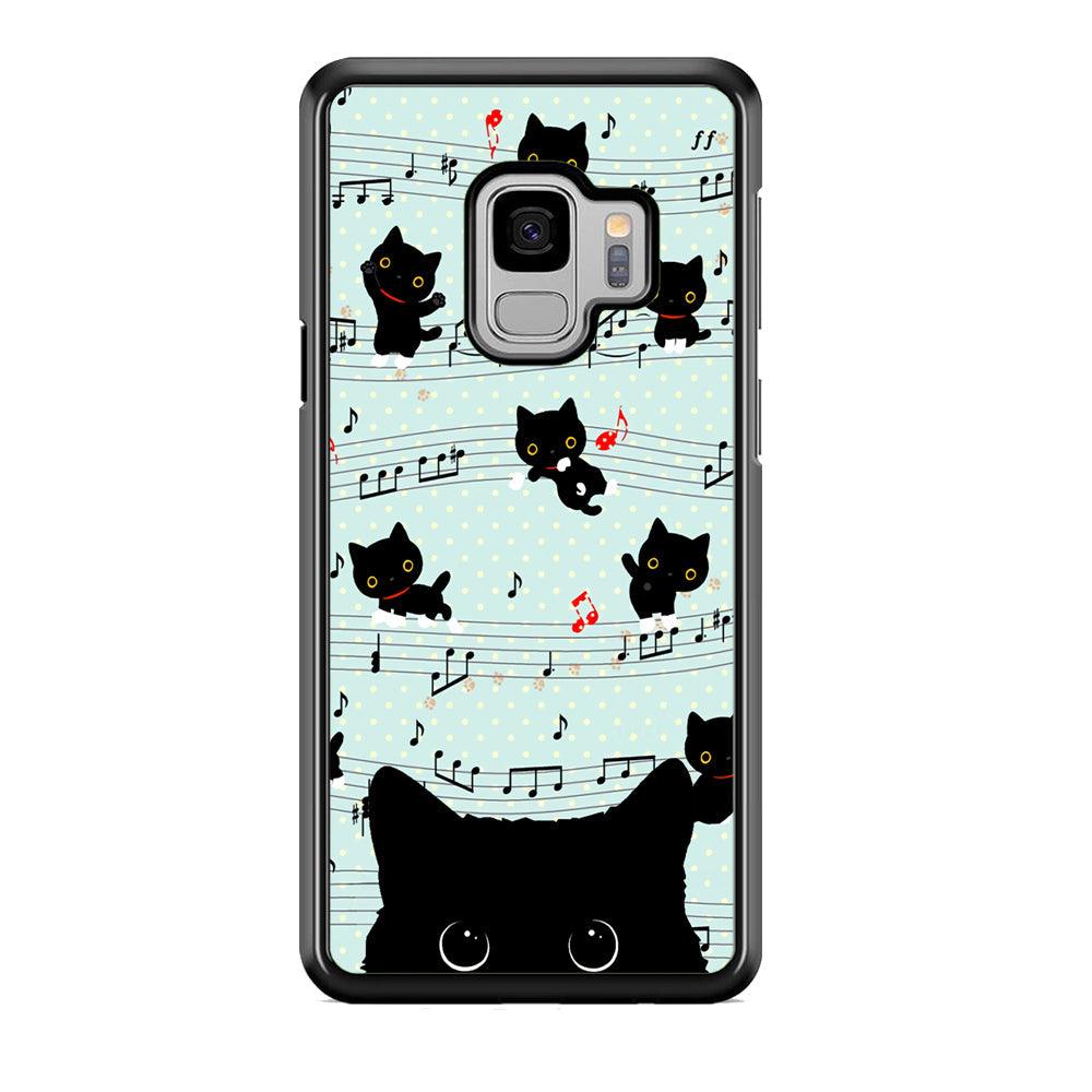 Cat in Black Samsung Galaxy S9 Case-Rubber White (2D Case)-Oxvistore
