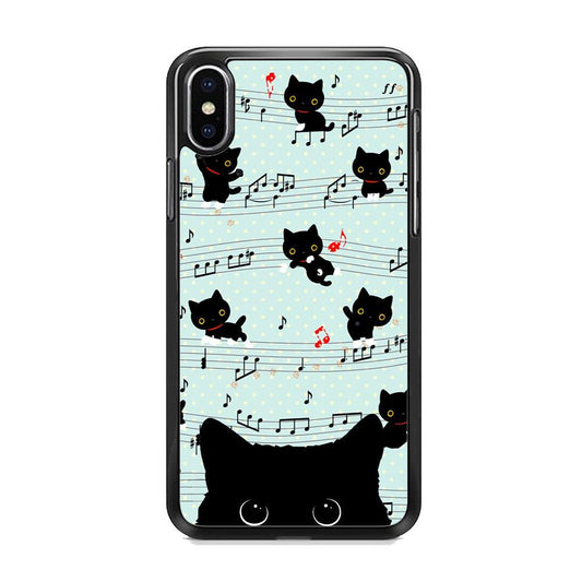Cat in Black iPhone XS Case-Rubber Black (2D Case)-Oxvistore