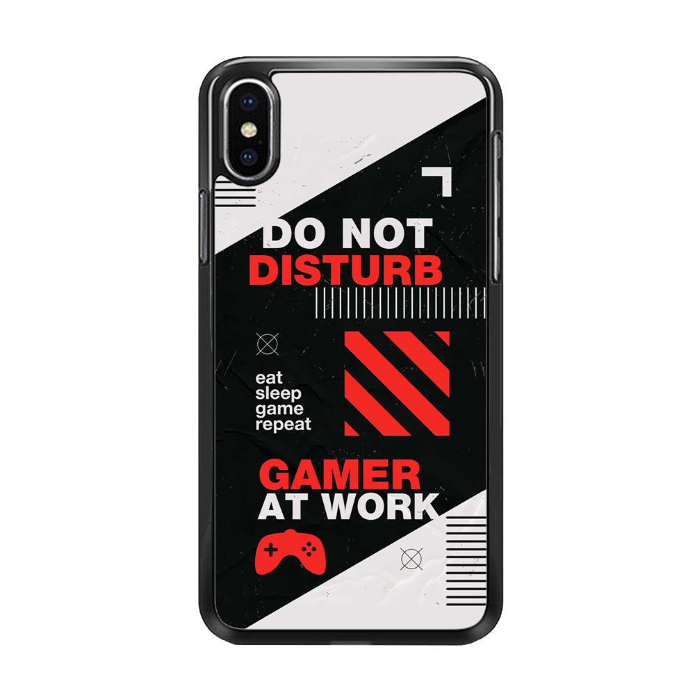 Caution and Do Not Disturb iPhone XS Case-Rubber Black (2D Case)-Oxvistore