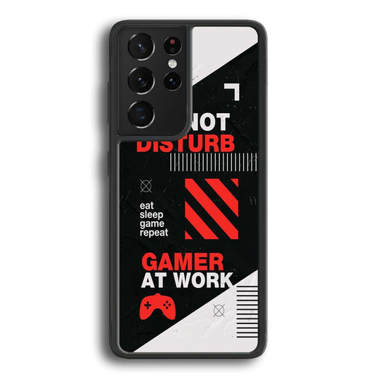 Caution and Do Not Disturb Samsung Galaxy S22 Ultra Case-Rubber White (2D Case)-Oxvistore