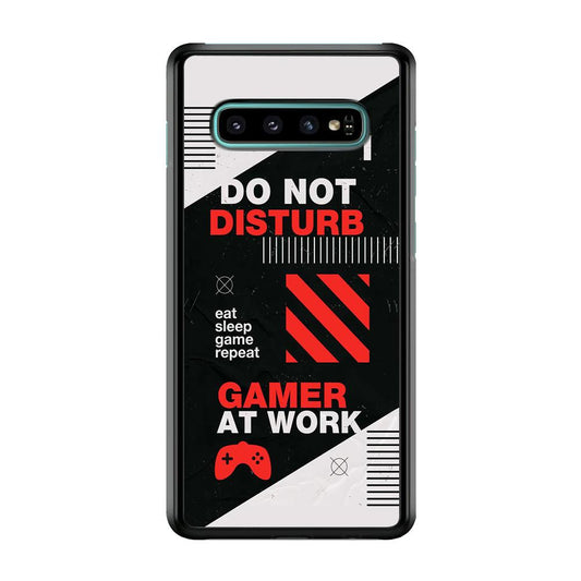 Caution and Do Not Disturb Samsung Galaxy S10 Case-Rubber White (2D Case)-Oxvistore