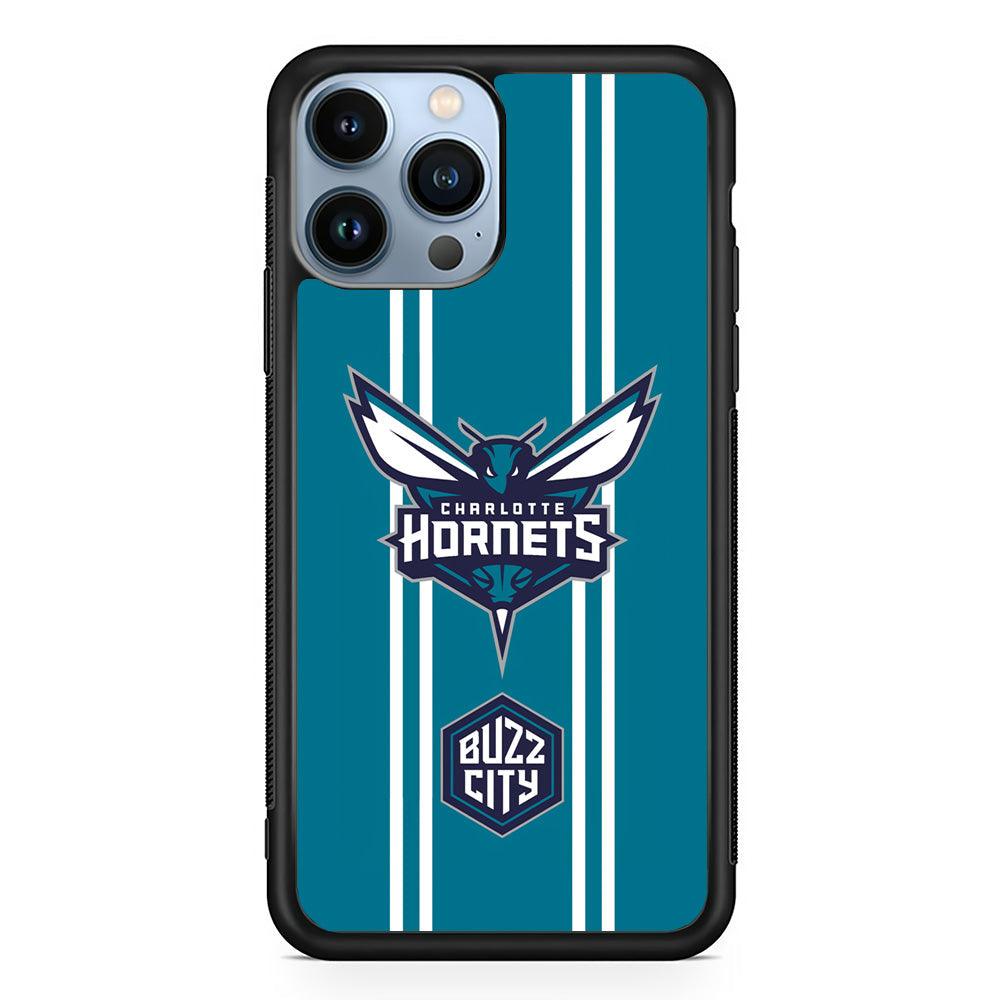 Charlotte Hornets Buzz City Pride iPhone 13 Pro Max Case-Rubber Black (2D Case)-Oxvistore