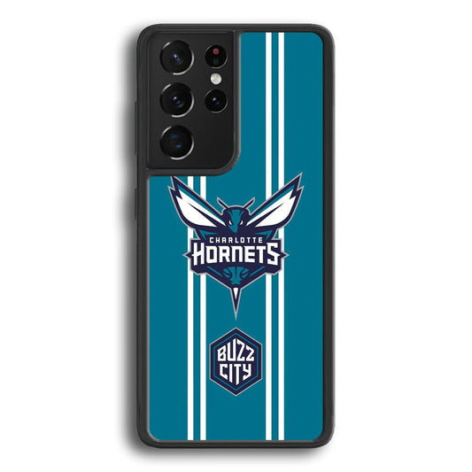 Charlotte Hornets Buzz City Pride Samsung Galaxy S22 Ultra Case-Rubber Black (2D Case)-Oxvistore